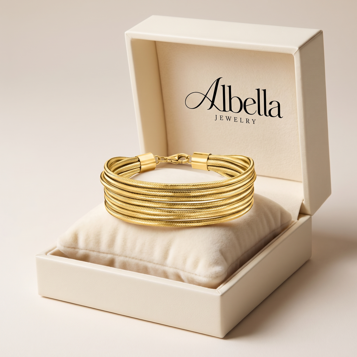 Italian Flex Multi-Row Bracelet with 18kt Gold Over Sterling in Albella Jewelry gift box
