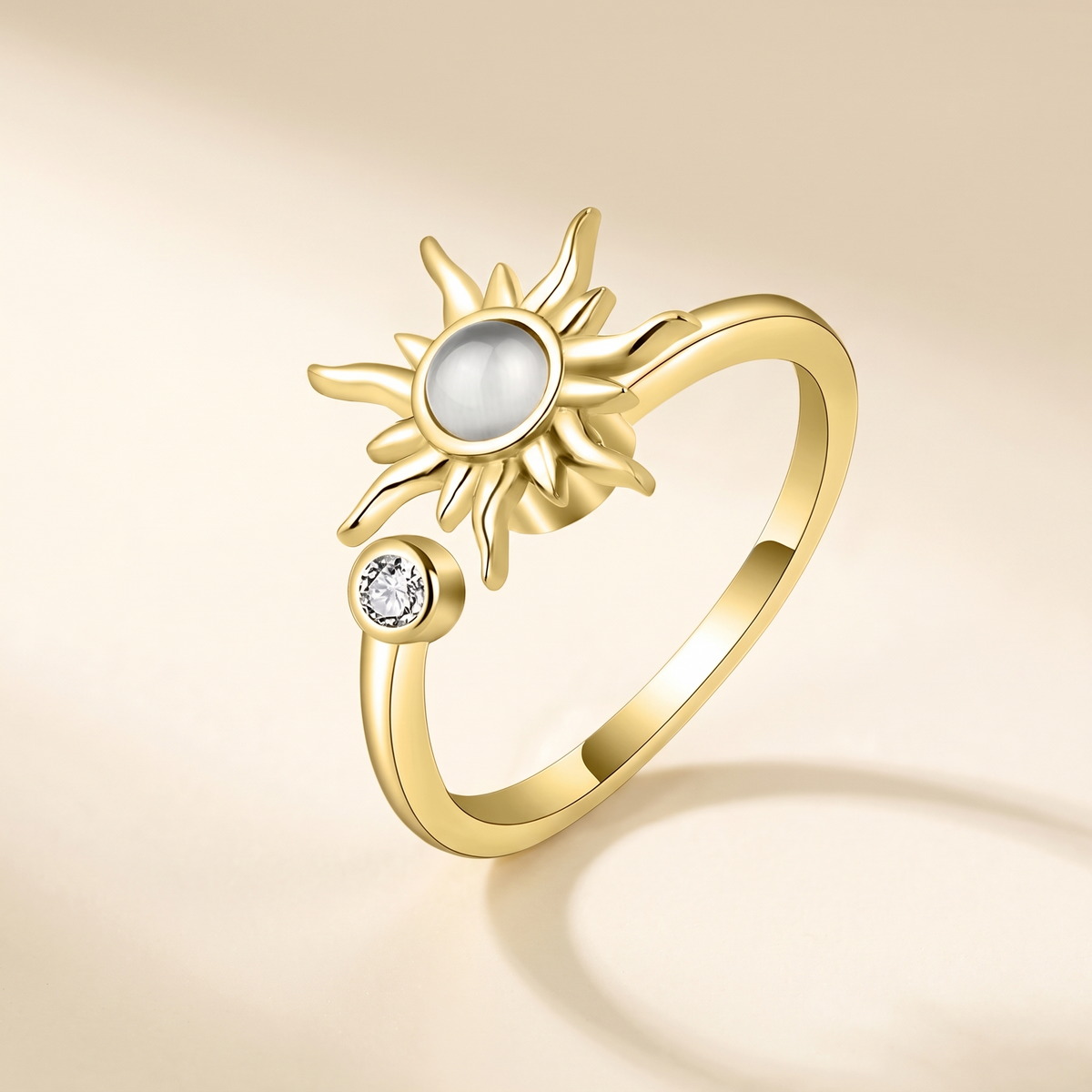 Moonstone Sun Fidget Spinner Ring – Albella Jewelry