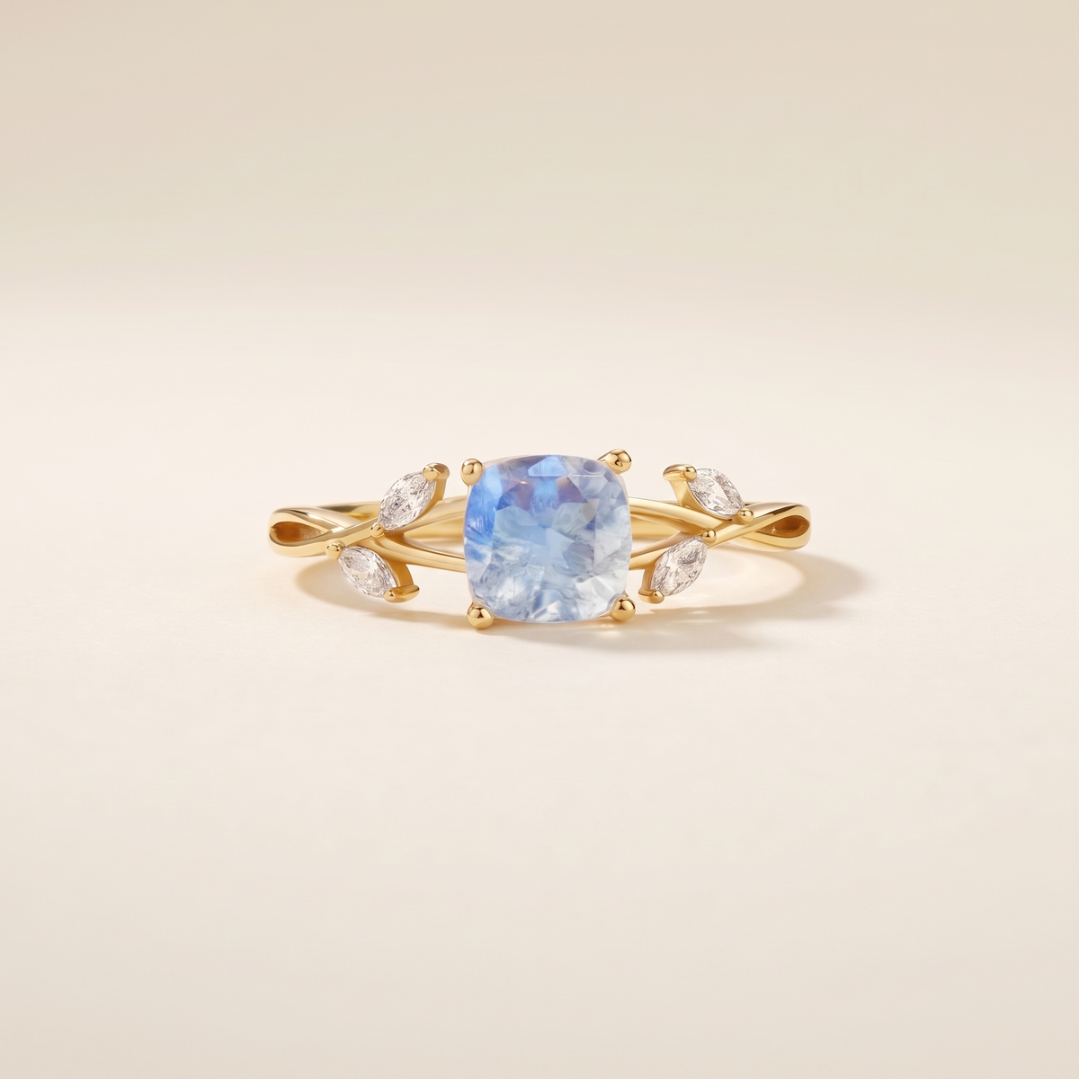 Moonstone Cushion Leaf Ring – Albella Jewelry
