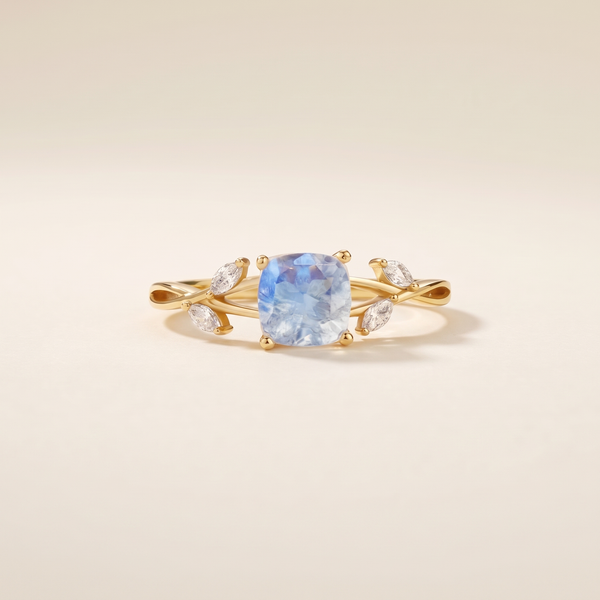 Moonstone Cushion Leaf Ring – Albella Jewelry
