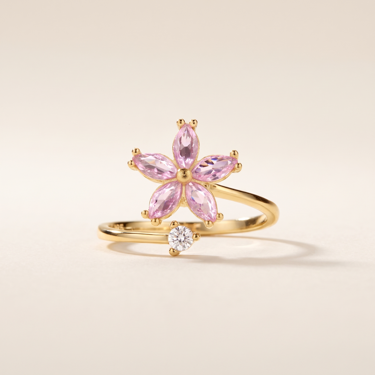 Pink Flower Fidget Spinner Wrap Ring – Albella Jewelry