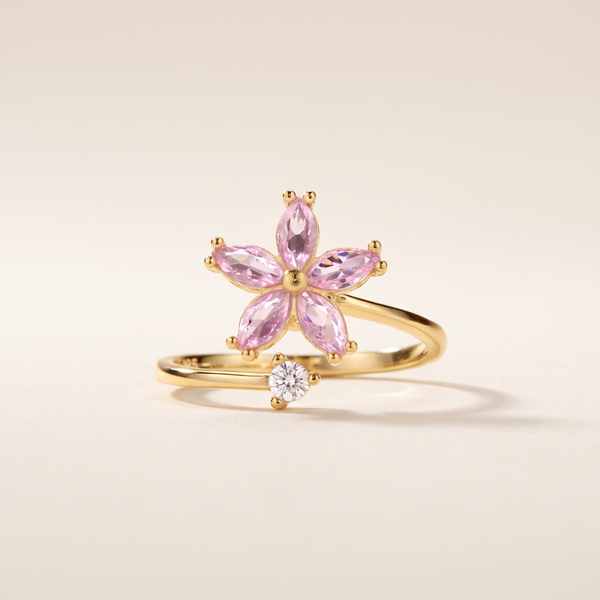 Pink Flower Fidget Spinner Wrap Ring – Albella Jewelry