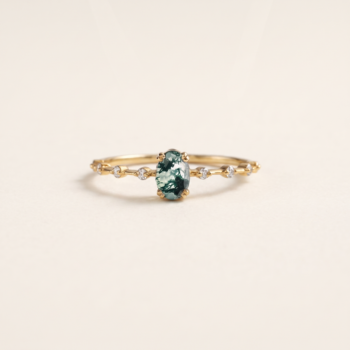 Moss Agate Oval Stacking Ring – Albella Jewelry