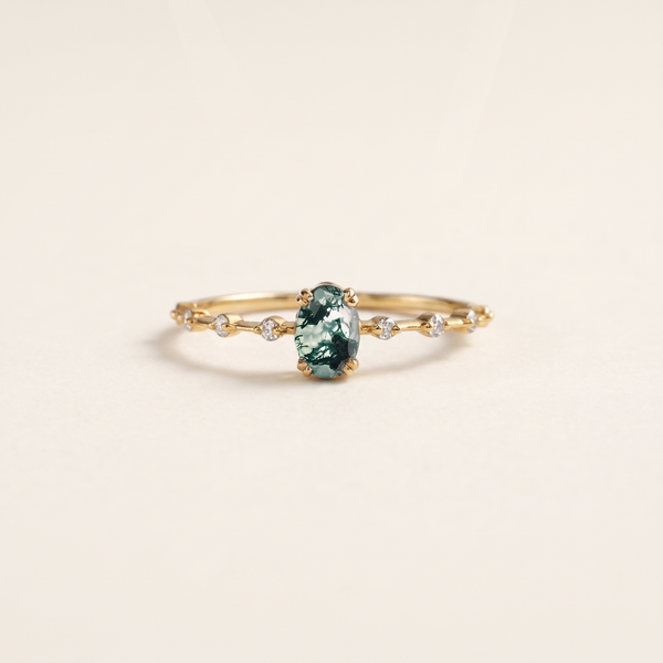 Moss Agate Oval Stacking Ring – Albella Jewelry