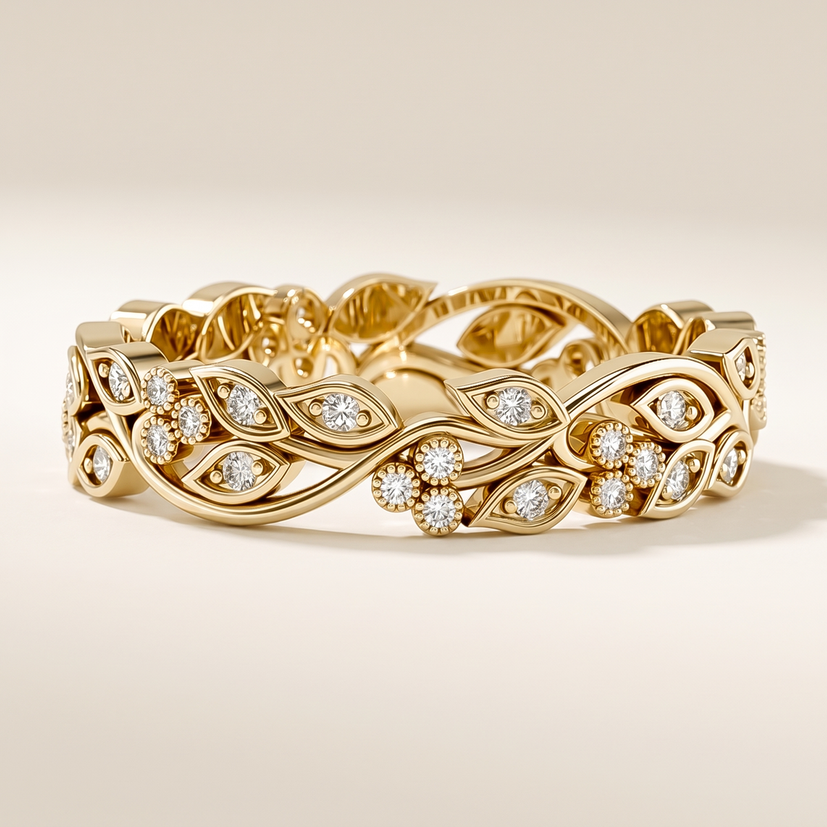 Marquise Leaf & Round Diamond Full Eternity Band – Albella Jewelry
