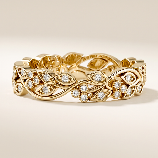 Marquise Leaf & Round Diamond Full Eternity Band – Albella Jewelry