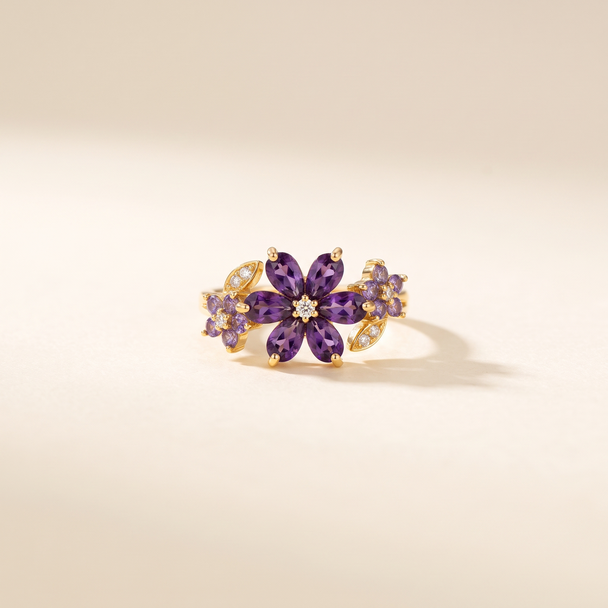 Marquise Amethyst Flower Blossom Ring – Albella Jewelry