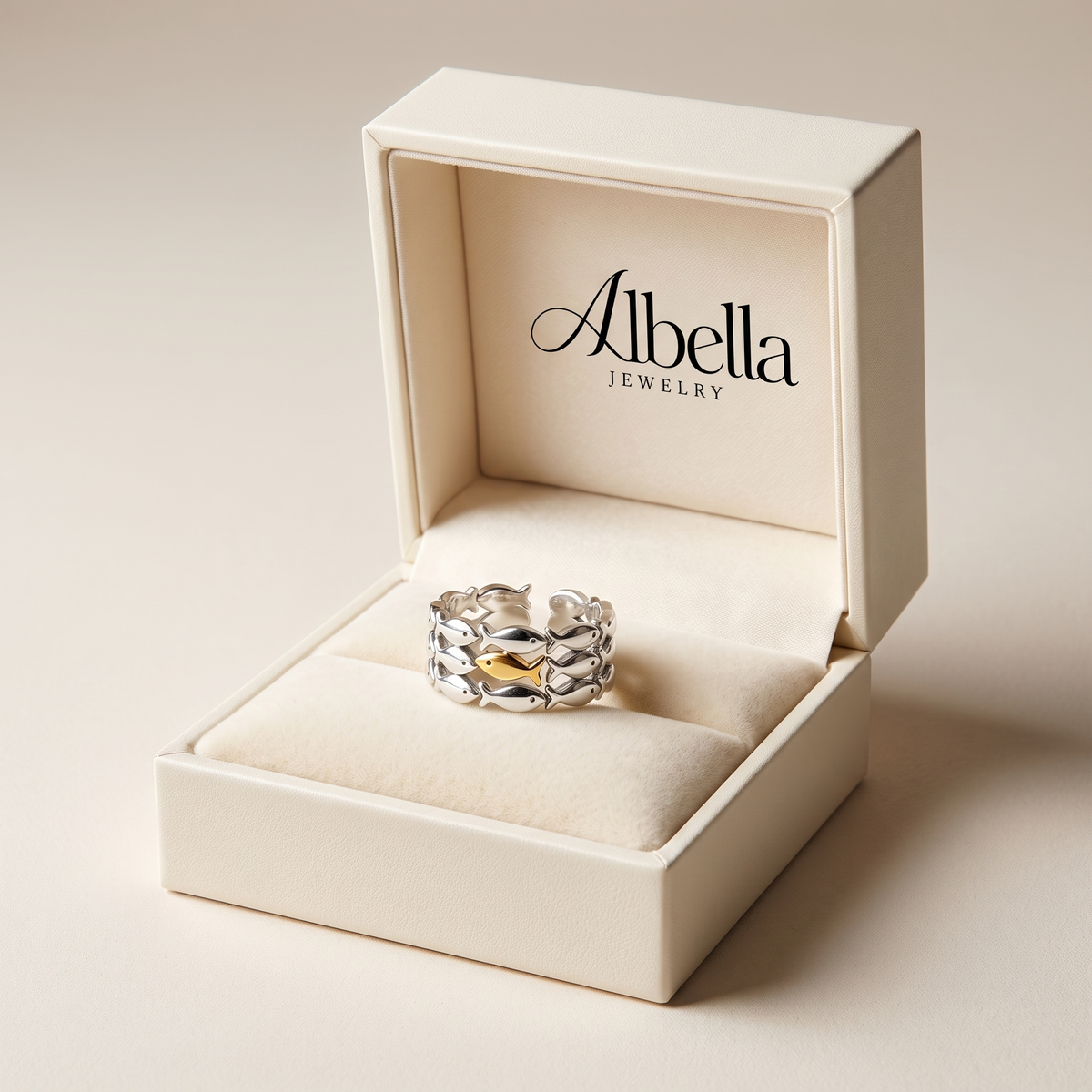 Swim Against The Current Ring in Albella Jewelry gift box