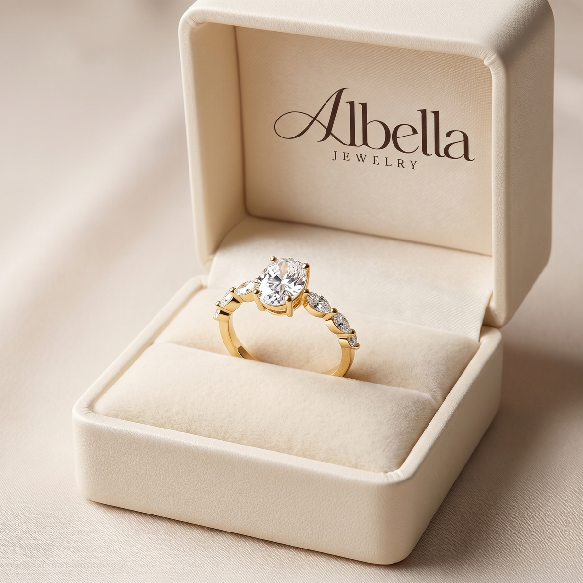 Elegant Aurora Statement Ring in Albella Jewelry gift box