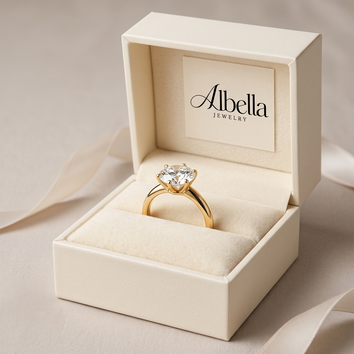 Elegant Classic Juliet Ring in Albella Jewelry gift box