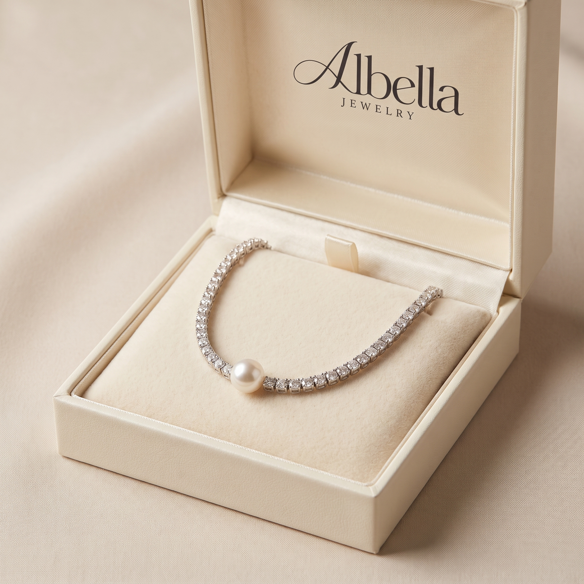 Elegant Pearl Choker Necklace in Albella Jewelry gift box