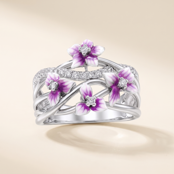 Elegant Purple Blossom Ring – Albella Jewelry