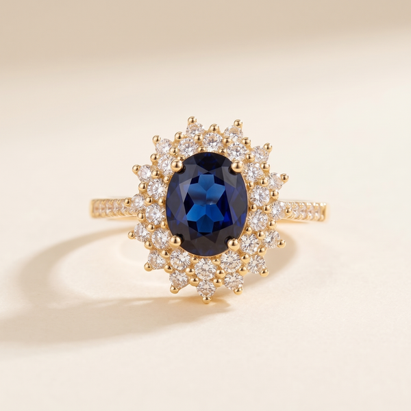 Elegant Sapphire Halo Ring – Albella Jewelry
