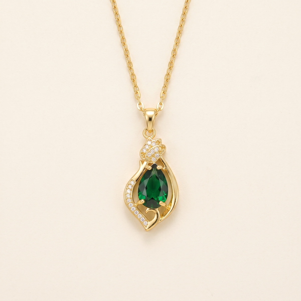 Elegant Emerald Teardrop Necklace – Albella Jewelry