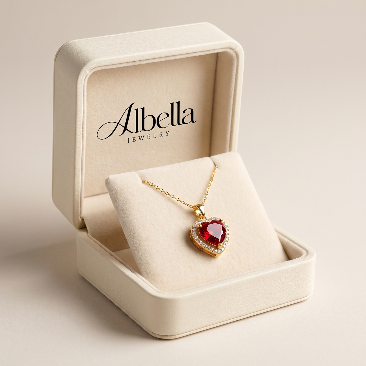 Elegant Gold Pendant Necklace in Albella Jewelry gift box