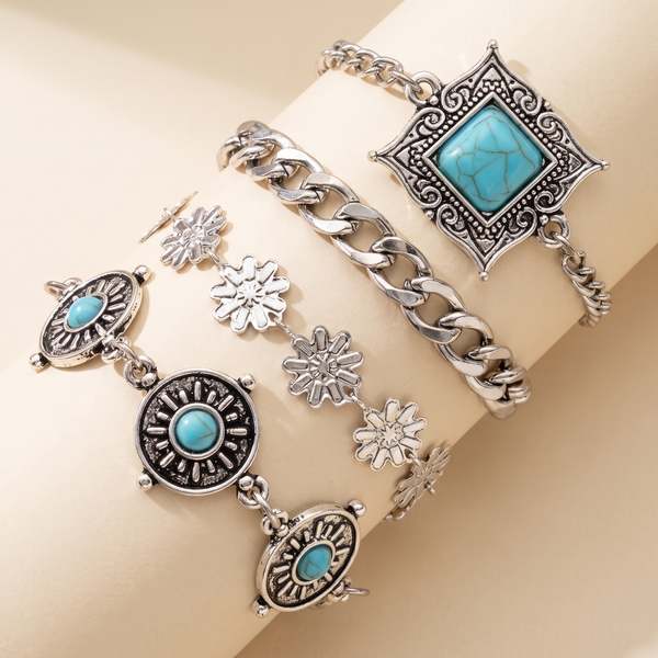 Sky Stone Layered Gold Bracelet Set – Albella Jewelry