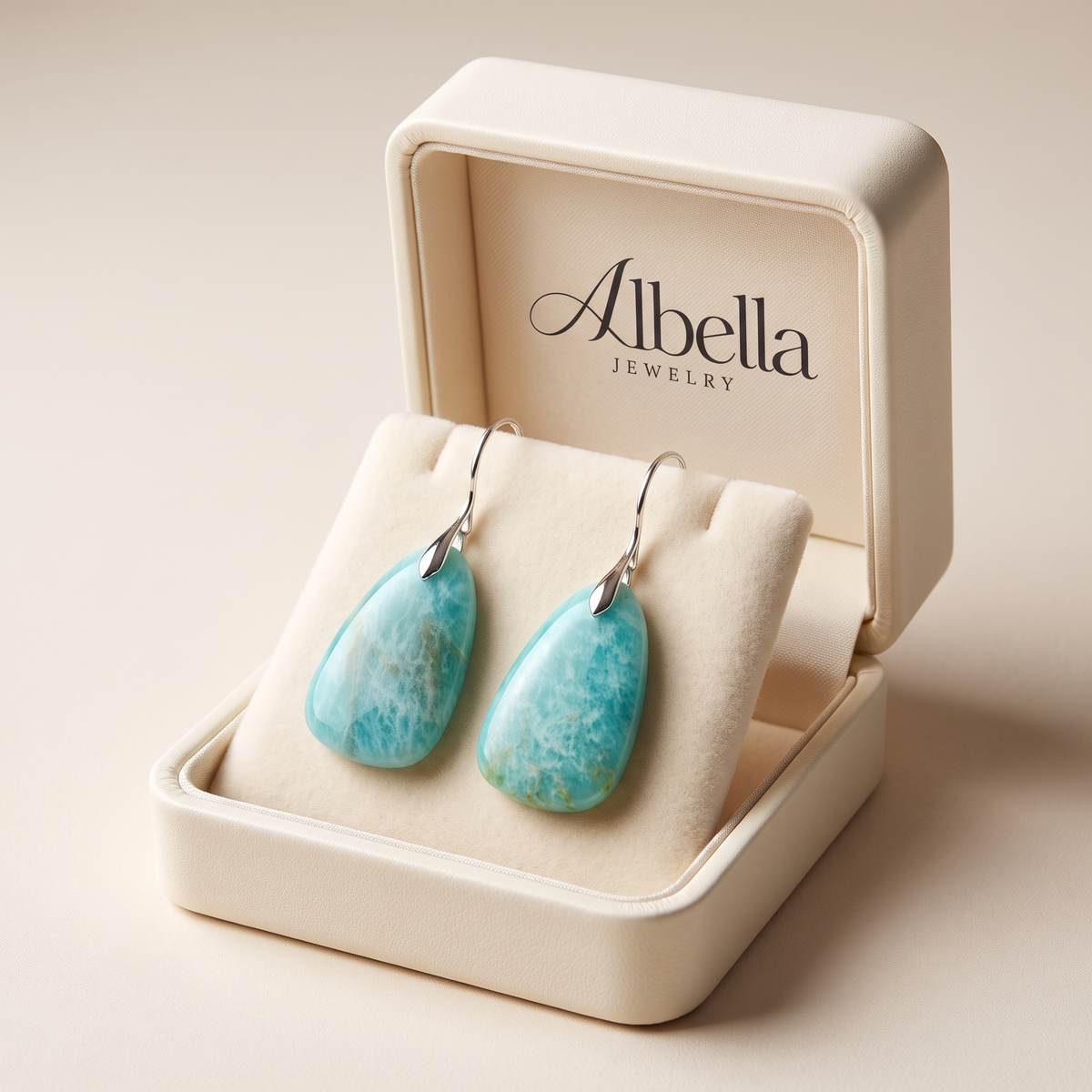 Antique Turquoise Stone Earrings in Albella Jewelry gift box