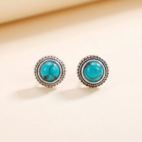 Vintage Bohemian Imitation Turquoise Stud Earrings – Albella Jewelry