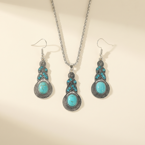 Vintage Turquoise Stones Jewellery Set – Albella Jewelry