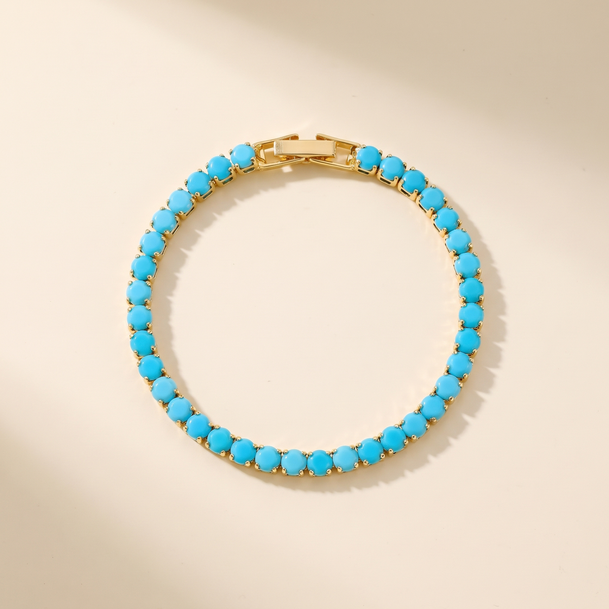 Turquoise Round Tennis Gold Bracelet – Albella Jewelry
