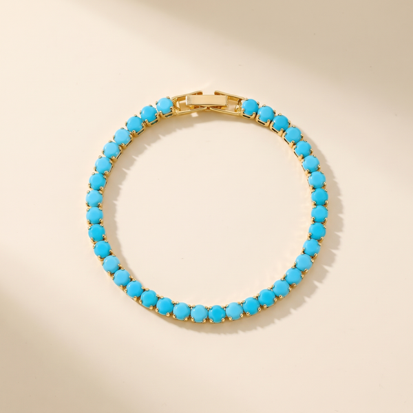 Turquoise Round Tennis Gold Bracelet – Albella Jewelry