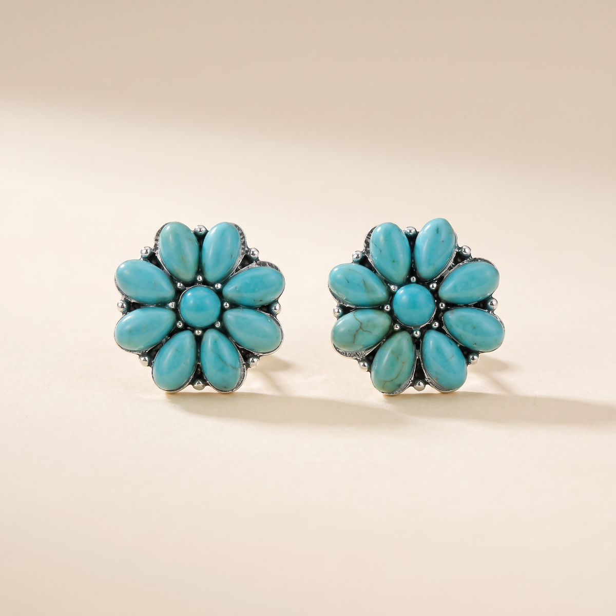 Serelith Turquoise Petal White Gold Studs – Albella Jewelry