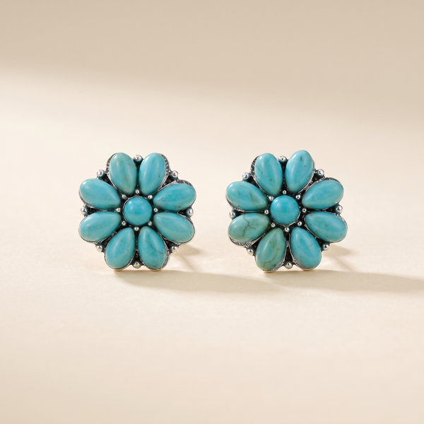 Serelith Turquoise Petal White Gold Studs – Albella Jewelry