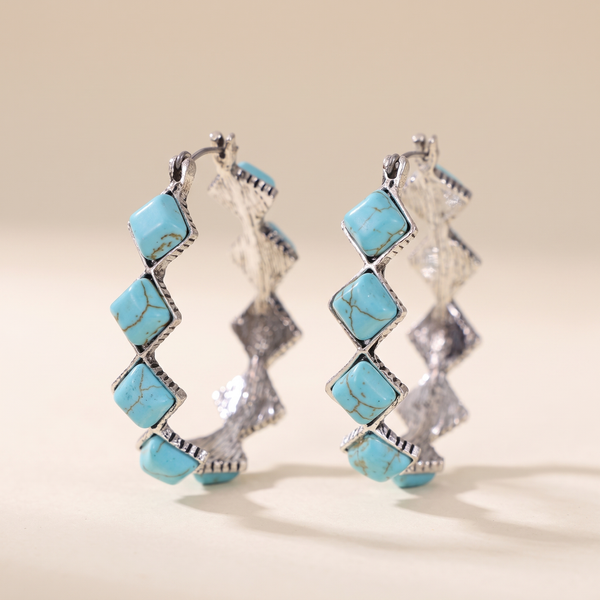 Vintage Turquoise U-Shaped Hoop Earrings – Albella Jewelry