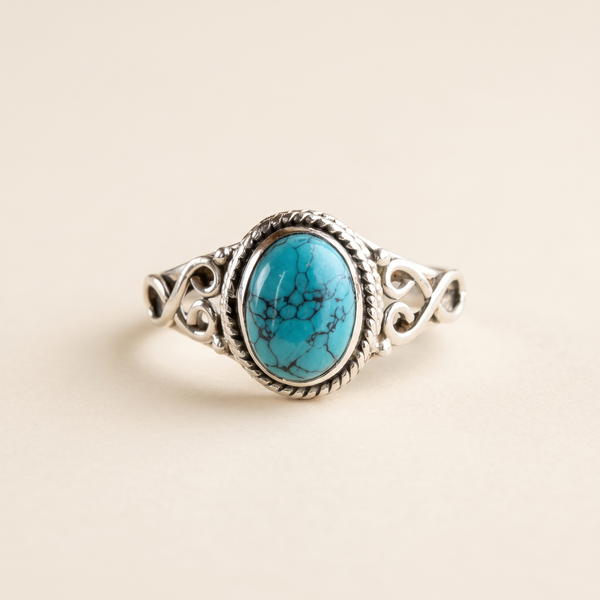 Timeless Silver Oval Turquoise Ring – Albella Jewelry