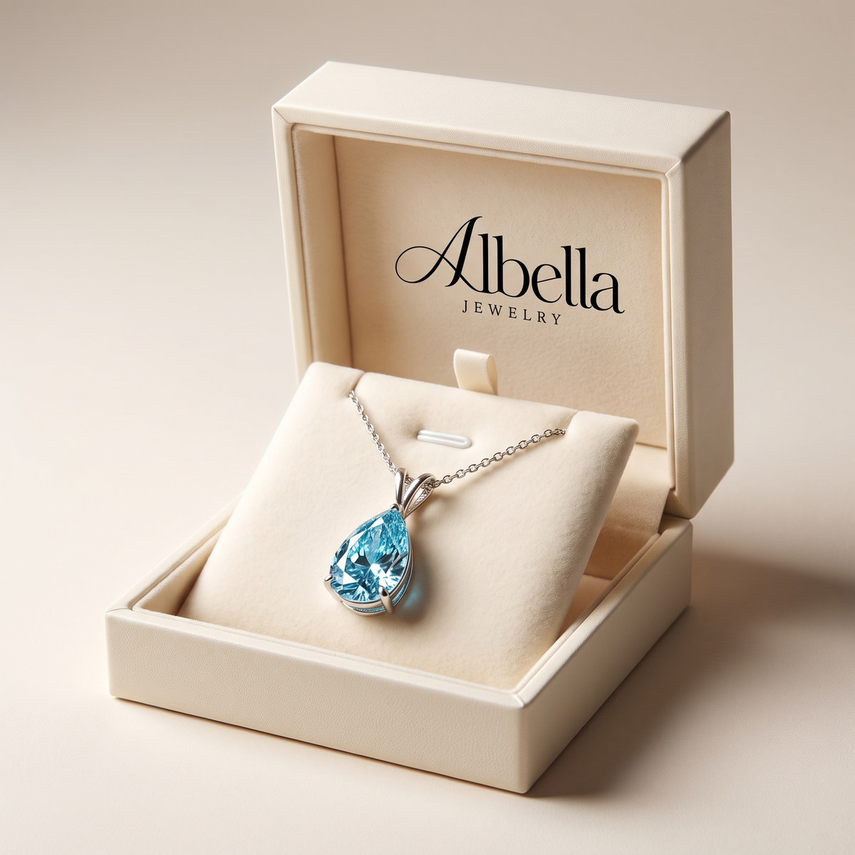Ocean's Tear Necklace in Albella Jewelry gift box