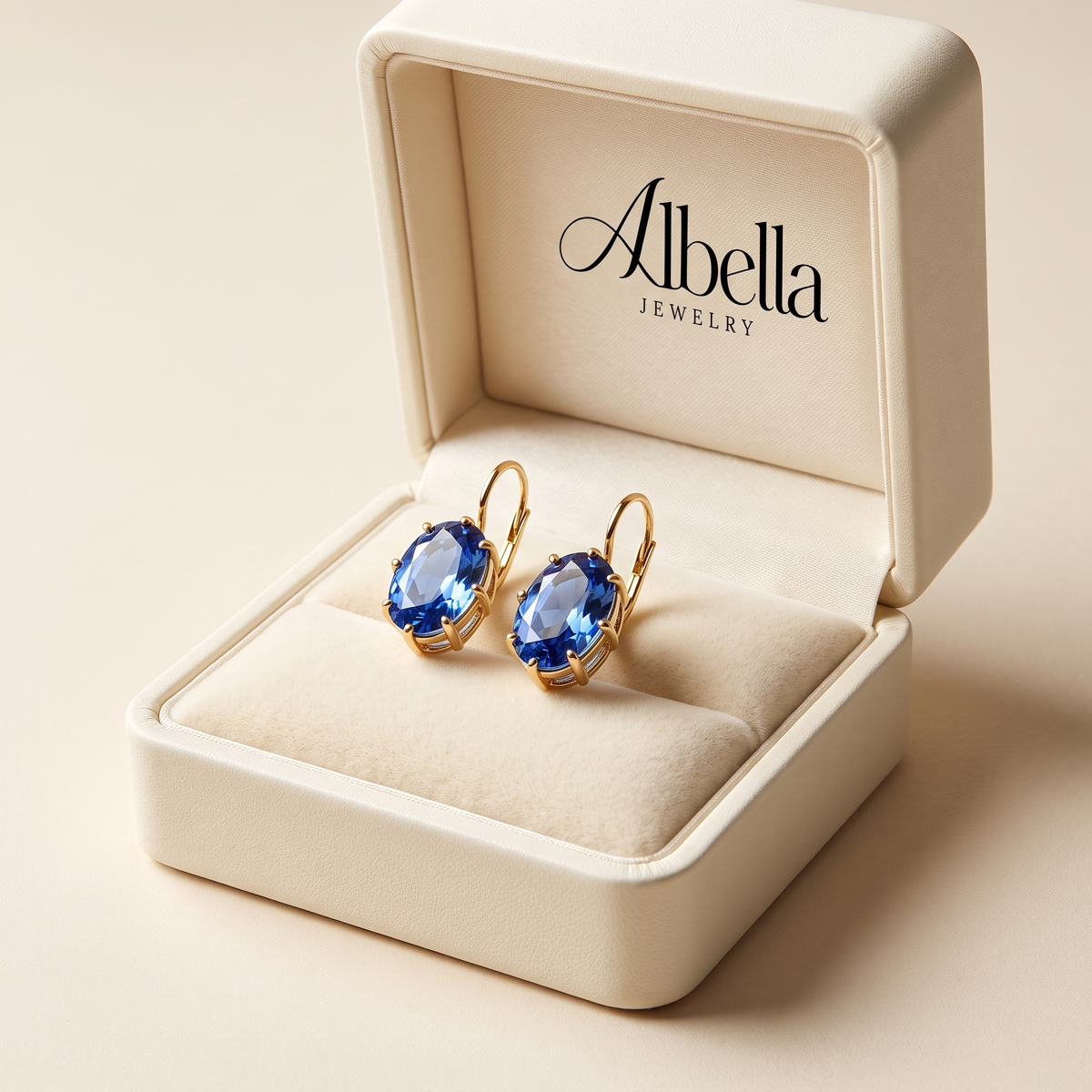 Golden Blue Bloom Earrings in Albella Jewelry gift box