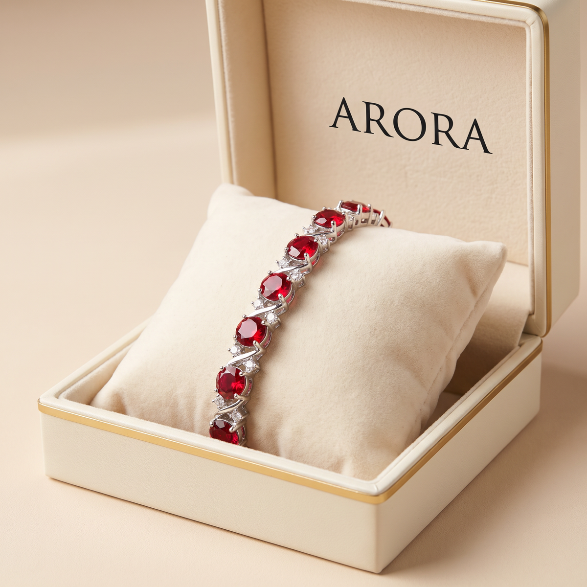 Ruby Vine Tennis Bracelet in Albella Jewelry gift box