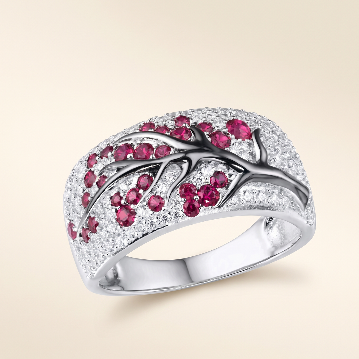 Ruby Blossom Tree Ring – Albella Jewelry