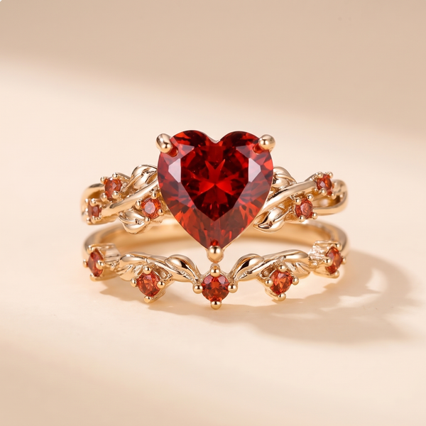Redvine Heart Accent Ring Set – Albella Jewelry