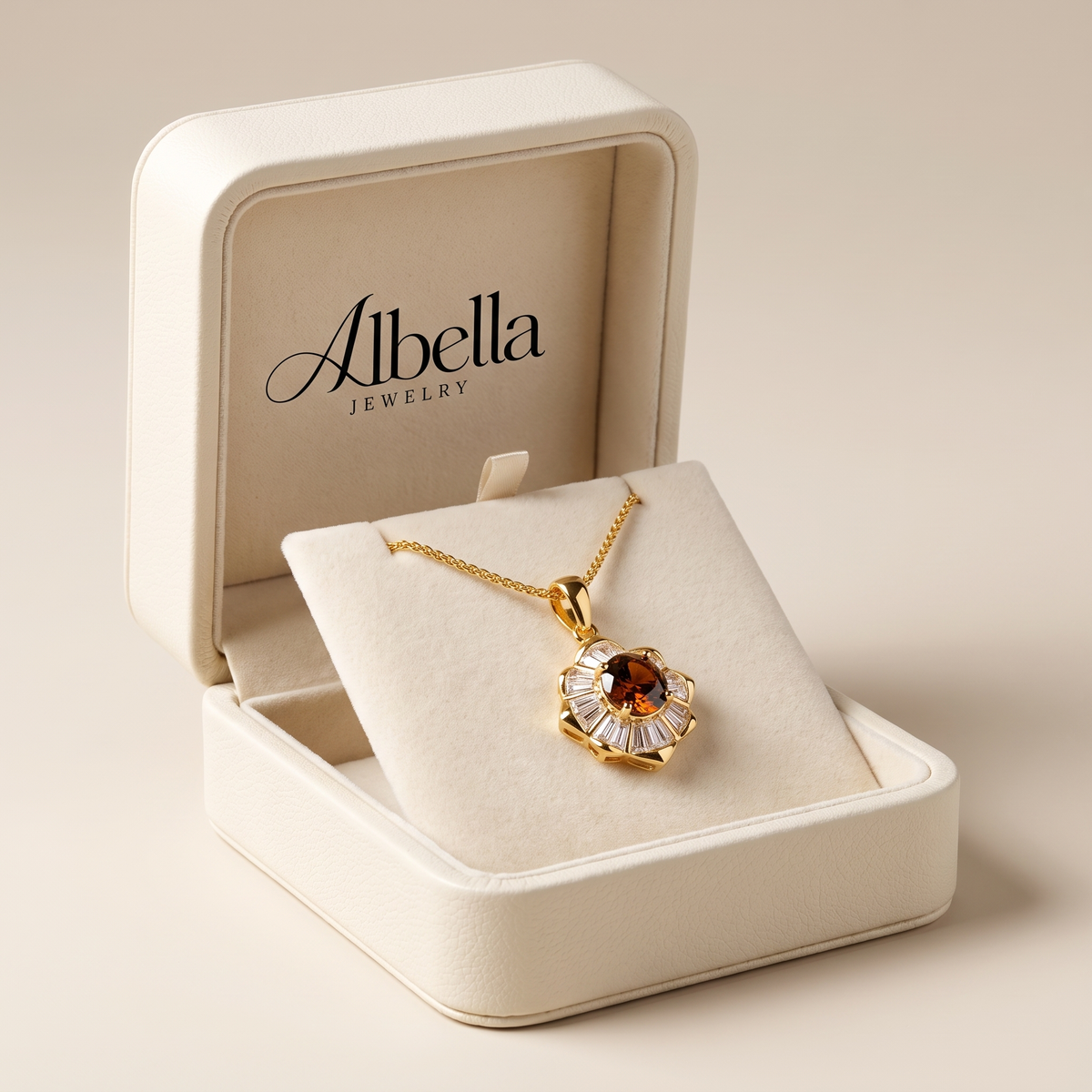 Kavella Solcrimson Necklace in Albella Jewelry gift box