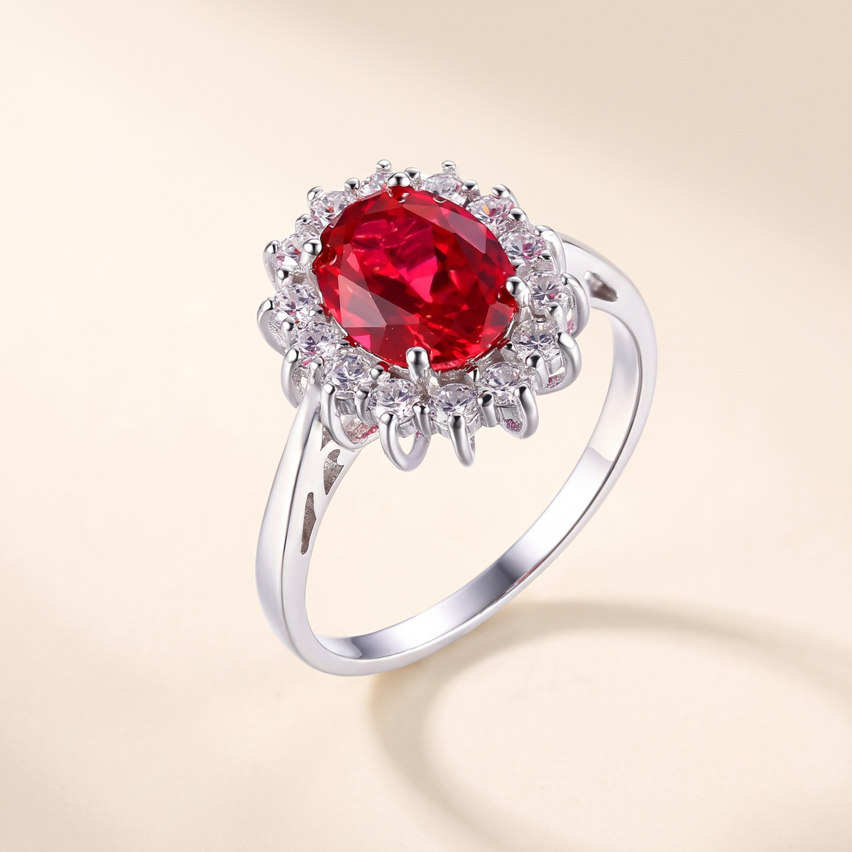 Classic Ruby Halo Ring – Albella Jewelry