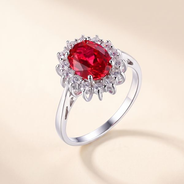 Classic Ruby Halo Ring – Albella Jewelry