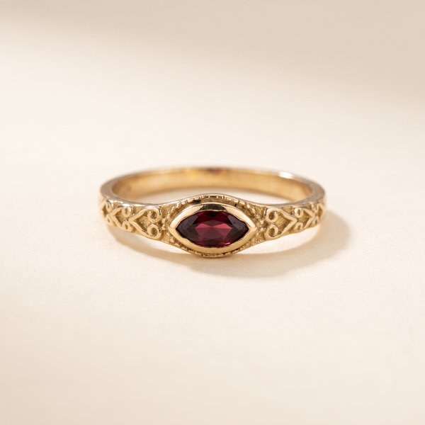Vintage Red Inlaid Stone Gold Ring – Albella Jewelry