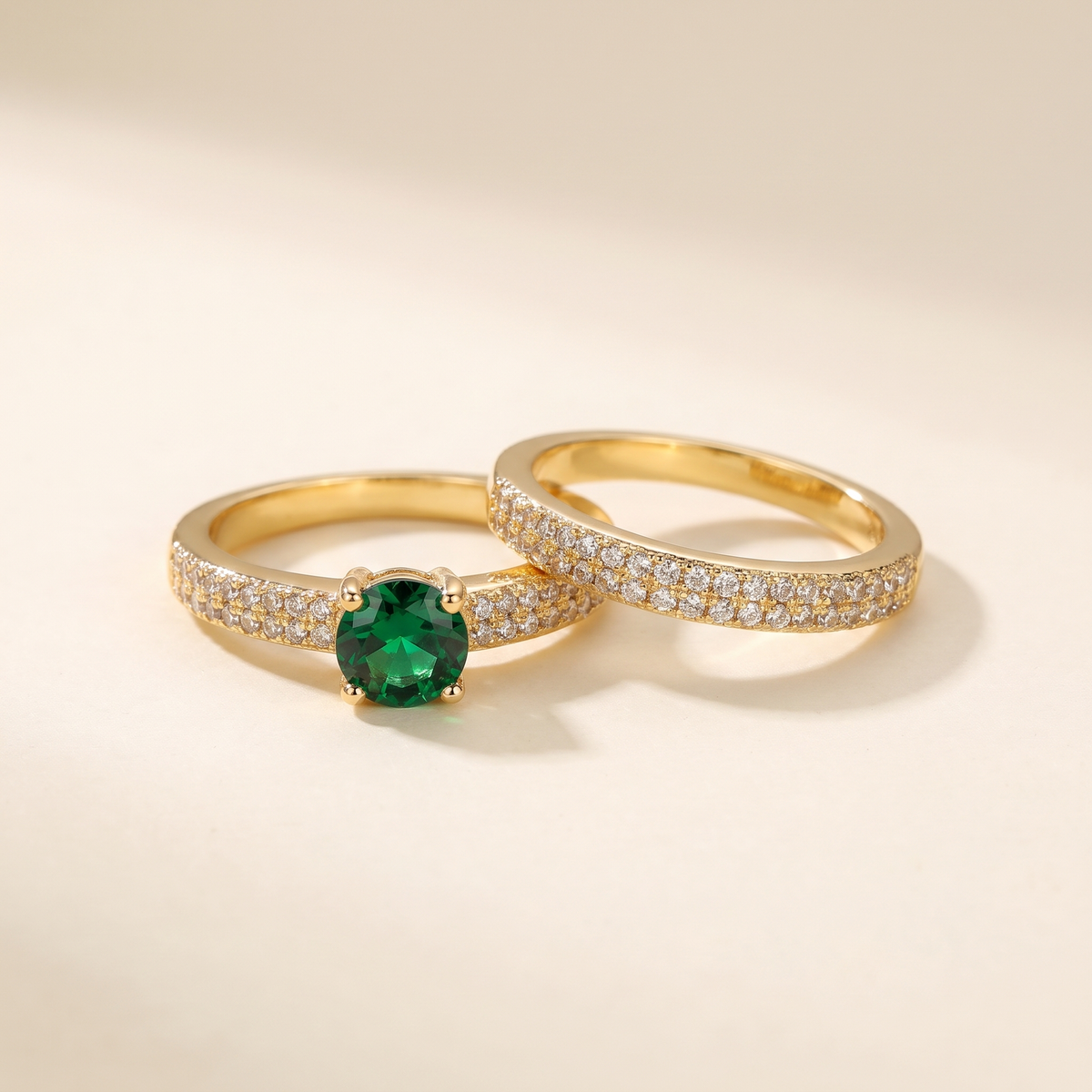 Serena Emerald Duo Ring Set – Albella Jewelry