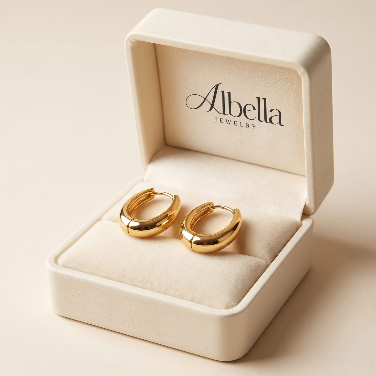 Classic Golden Hoop Earrings in Albella Jewelry gift box