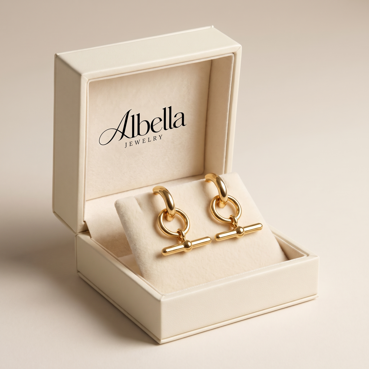 Everyday Gold Bar Hoop Earrings in Albella Jewelry gift box