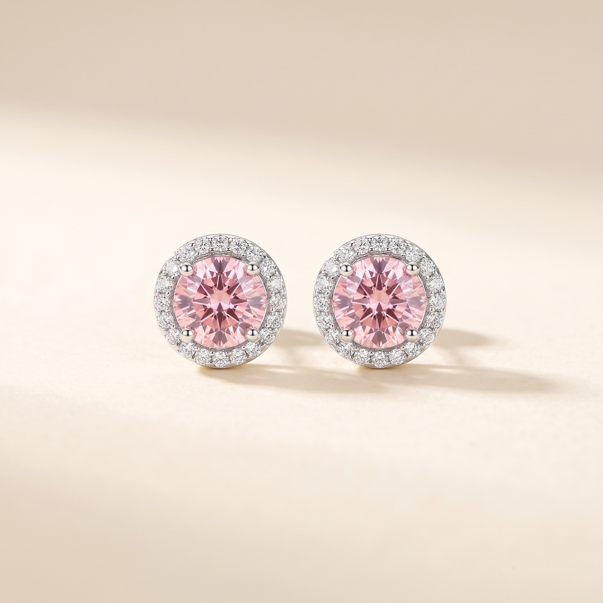 Pink Round Pave Studs – Albella Jewelry