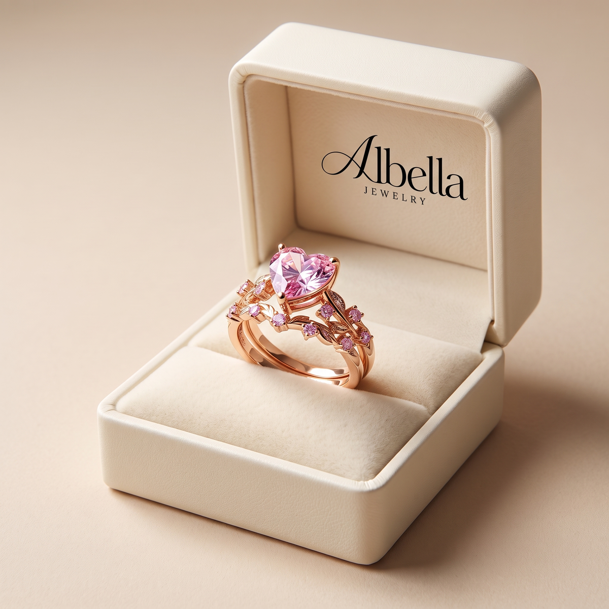 Petalheart Garden Ring Set in Albella Jewelry gift box