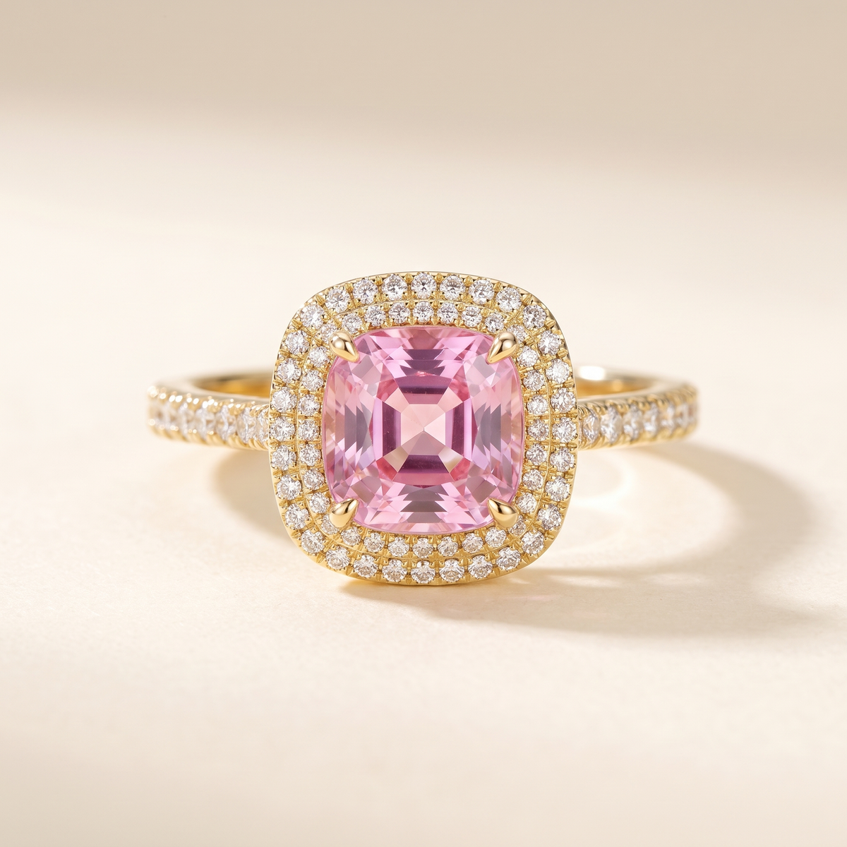 Cushion Pink Sapphire Gold Ring – Albella Jewelry