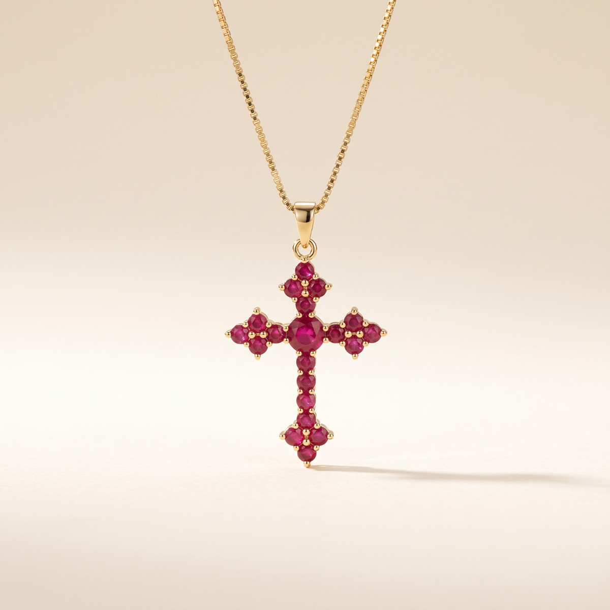 Pink Cluster Cross Necklace – Albella Jewelry