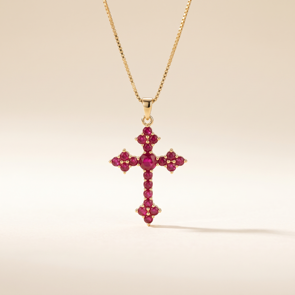 Pink Cluster Cross Necklace – Albella Jewelry