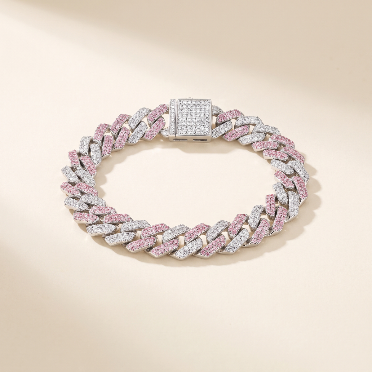 Pink Shimmer Cuban Bracelet – Albella Jewelry