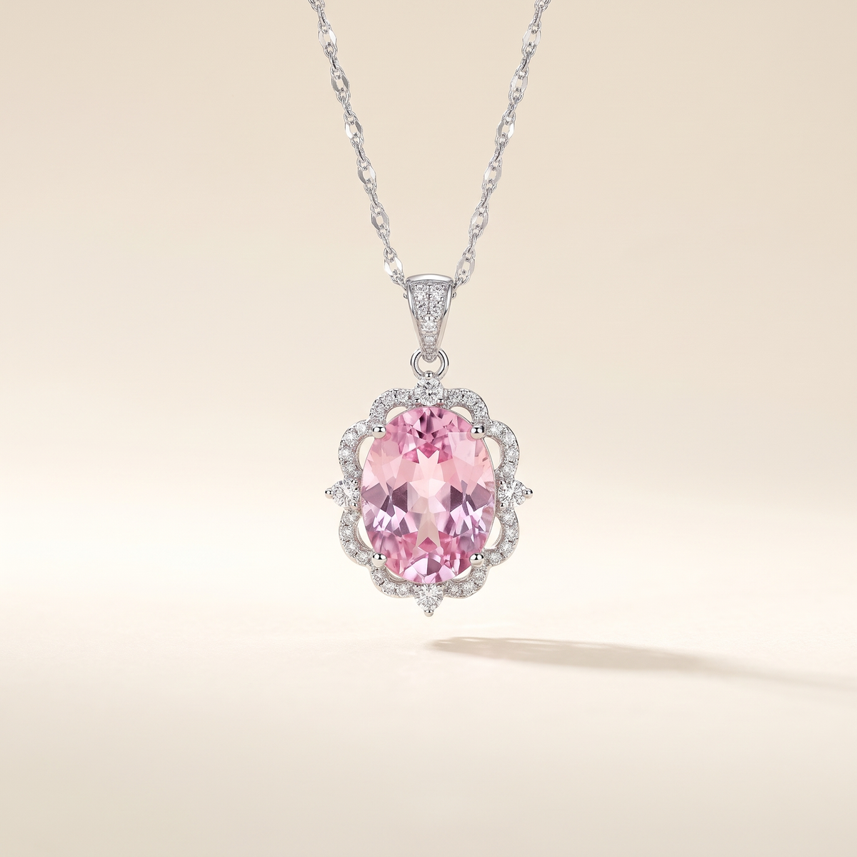 Rose Oval Crown Halo Necklace – Albella Jewelry