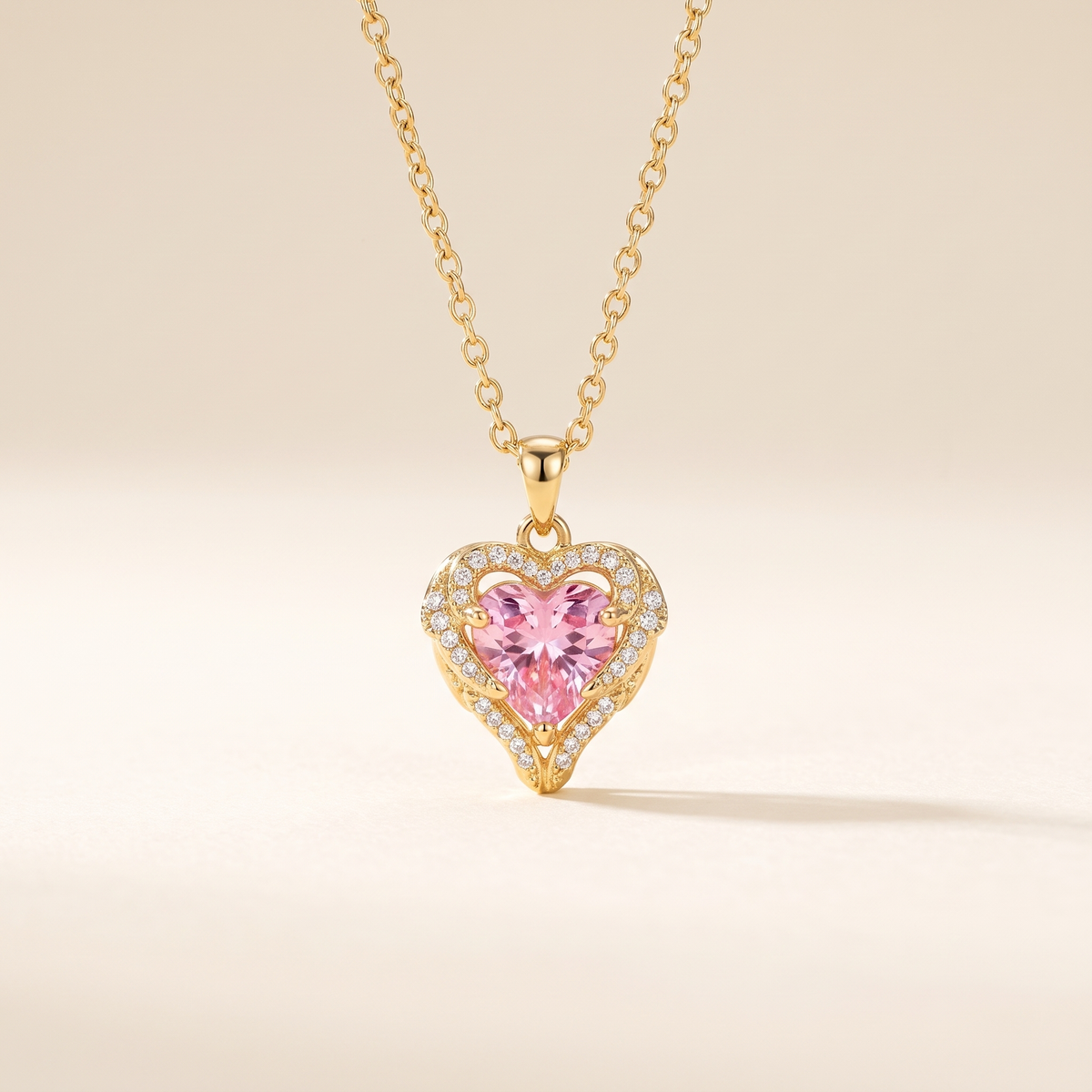 Angel Embrace Pink Heart Necklace – Albella Jewelry