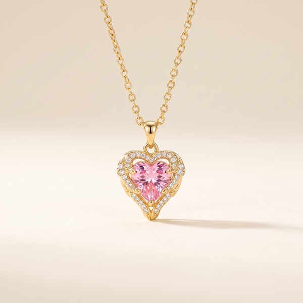 Angel Embrace Pink Heart Necklace – Albella Jewelry
